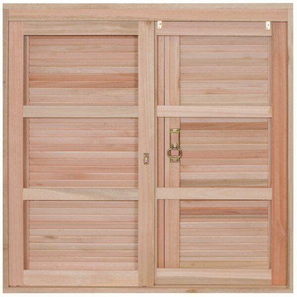 Janela de Madeira Veneziana 100x80cm Com Caixilho 12cm EWK 210 Rondosul Imagem de Janela de Madeira Veneziana 100x80cm Com Caixilho 12cm EWK 210 Rondosul