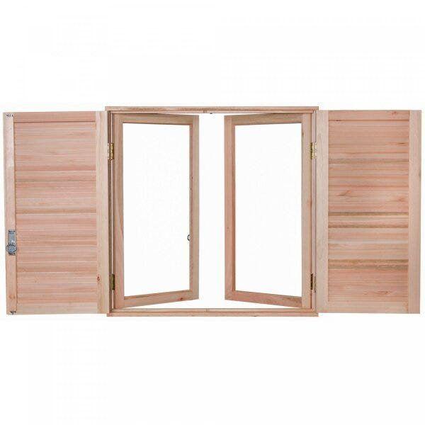 Janela de Madeira Veneziana 120x120cm Com Caixilho 12cm EWK 140 Rondosul Imagem de Janela de Madeira Veneziana 120x120cm Com Caixilho 12cm EWK 140 Rondosul