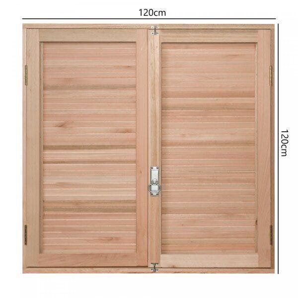 Janela de Madeira Veneziana 120x120cm Com Caixilho 12cm EWK 140 Rondosul Imagem de Janela de Madeira Veneziana 120x120cm Com Caixilho 12cm EWK 140 Rondosul