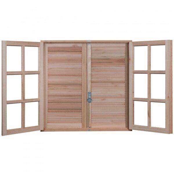 Janela de Madeira Veneziana 120x120cm Com Caixilho 12cm EWK 150 Rondosul Imagem de Janela de Madeira Veneziana 120x120cm Com Caixilho 12cm EWK 150 Rondosul