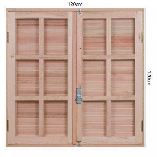 Janela de Madeira Veneziana 120x120cm Com Caixilho 12cm EWK 150 Rondosul Imagem de Janela de Madeira Veneziana 120x120cm Com Caixilho 12cm EWK 150 Rondosul