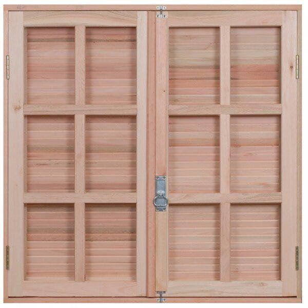 Janela de Madeira Veneziana 120x120cm Com Caixilho 12cm EWK 150 Rondosul Imagem de Janela de Madeira Veneziana 120x120cm Com Caixilho 12cm EWK 150 Rondosul