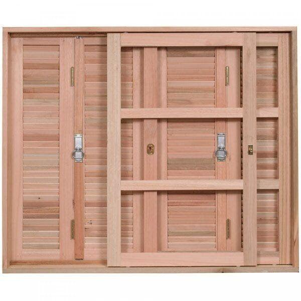 Janela de Madeira Veneziana 120x140cm Com Caixilho 12cm EWK 270 Rondosul Imagem de Janela de Madeira Veneziana 120x140cm Com Caixilho 12cm EWK 270 Rondosul