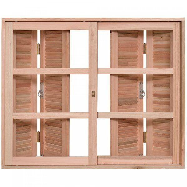 Janela de Madeira Veneziana 120x140cm Com Caixilho 12cm EWK 270 Rondosul Imagem de Janela de Madeira Veneziana 120x140cm Com Caixilho 12cm EWK 270 Rondosul