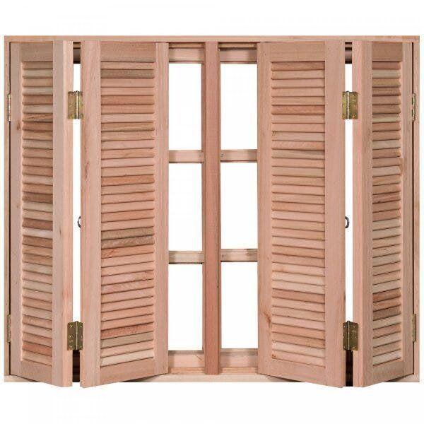 Janela de Madeira Veneziana 120x140cm Com Caixilho 12cm EWK 270 Rondosul Imagem de Janela de Madeira Veneziana 120x140cm Com Caixilho 12cm EWK 270 Rondosul