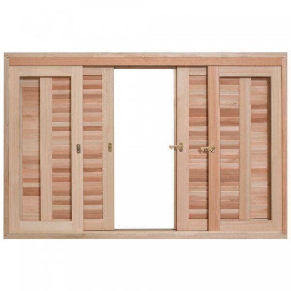 Janela de Madeira Veneziana de Correr 100x200cm Com Caixilho 14cm EWK 362 Rondosul Imagem de Janela de Madeira Veneziana de Correr 100x200cm Com Caixilho 14cm EWK 362 Rondosul