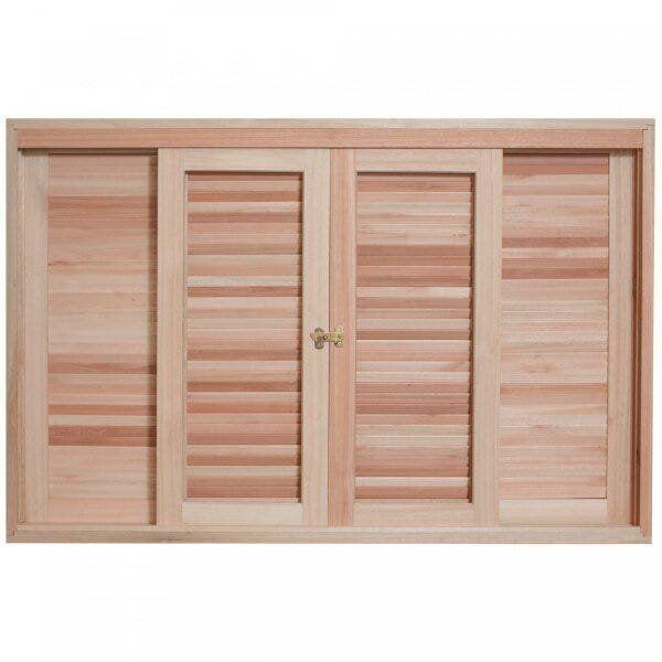Janela de Madeira Veneziana de Correr 100x200cm Com Caixilho 14cm EWK 362 Rondosul Imagem de Janela de Madeira Veneziana de Correr 100x200cm Com Caixilho 14cm EWK 362 Rondosul