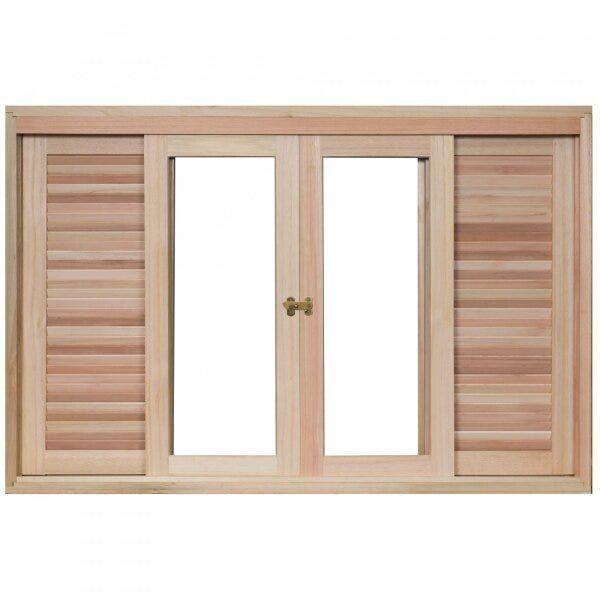 Janela de Madeira Veneziana de Correr 100x200cm Com Caixilho 14cm EWK 362 Rondosul Imagem de Janela de Madeira Veneziana de Correr 100x200cm Com Caixilho 14cm EWK 362 Rondosul