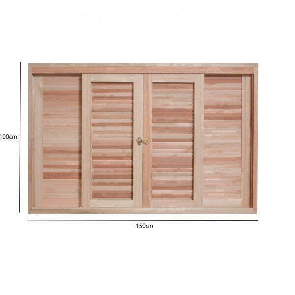 Janela de Madeira Veneziana de Correr 100x200cm Com Caixilho 14cm EWK 362 Rondosul Imagem de Janela de Madeira Veneziana de Correr 100x200cm Com Caixilho 14cm EWK 362 Rondosul