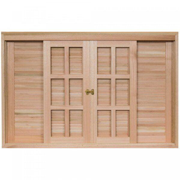 Janela de Madeira Veneziana de Correr 100x200cm Com Caixilho 14cm EWK 372 Rondosul Imagem de Janela de Madeira Veneziana de Correr 100x200cm Com Caixilho 14cm EWK 372 Rondosul