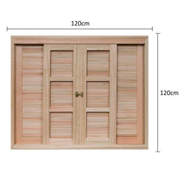 Janela de Madeira Veneziana de Correr 120x120cm Com Caixilho 14cm EWK 372 Rondosul Imagem de Janela de Madeira Veneziana de Correr 120x120cm Com Caixilho 14cm EWK 372 Rondosul