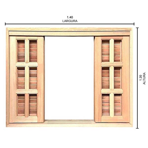 Imagem de Janela de Madeira Veneziana de Correr Reto Padrão Cedro Esquadrias Longo - 1.40 (L) X 1.20 (A)