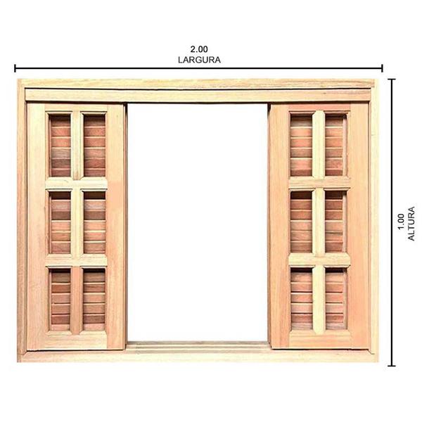 Imagem de Janela de Madeira Veneziana de Correr Reto Padrão Cedro Esquadrias Longo - 2.00 (L) X 1.00 (A)