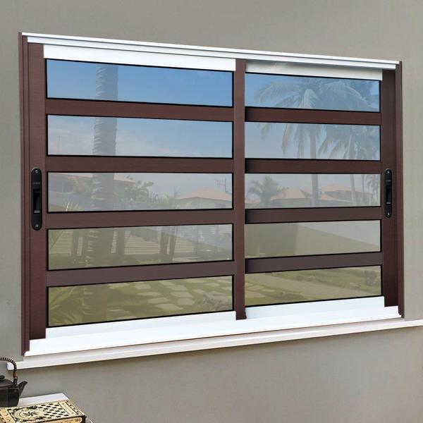 Janela Elite com Travessas 2 Folhas Moveis 100 X 200 Vidro Reflex - Brimak Imagem de Janela Elite com Travessas 2 Folhas Moveis 100 X 200 Vidro Reflex