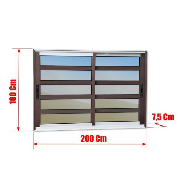 Janela Elite com Travessas 2 Folhas Moveis 100 X 200 Vidro Reflex - Brimak Imagem de Janela Elite com Travessas 2 Folhas Moveis 100 X 200 Vidro Reflex