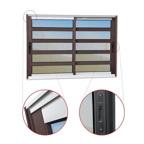 Janela Elite com Travessas 2 Folhas Moveis 100 X 200 Vidro Reflex - Brimak Imagem de Janela Elite com Travessas 2 Folhas Moveis 100 X 200 Vidro Reflex
