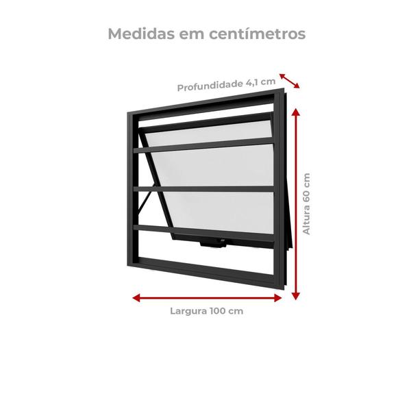 Imagem de Janela Maxim-Ar Com Grade  100cmx60cm em Alumínio Bronze Com Vidro Jateado  Vitrolar