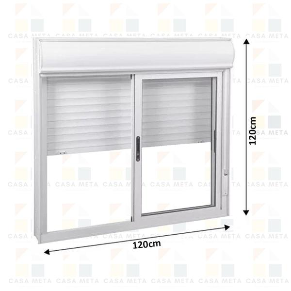 Imagem de Janela Persiana Integrada de Aluminio Cor Branco 2 Folhas 1,20x1,20m