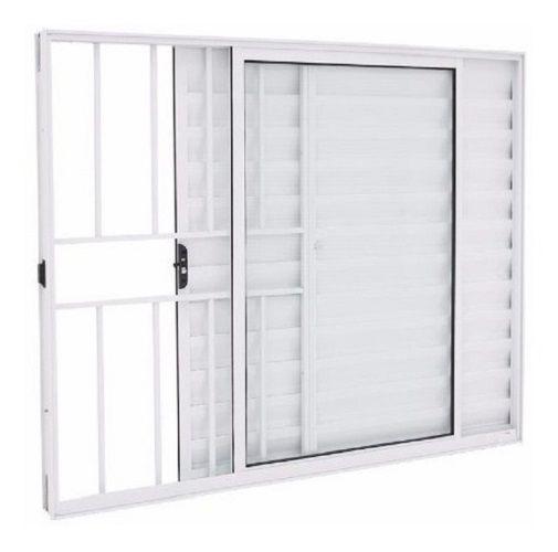 Janela Veneziana 3 Folhas 1,00x1,00 Alumínio Branco C/g - ALLO ESQUADRIAS Imagem de Janela Veneziana 3 Folhas 1,00x1,00 Alumínio Branco C/g