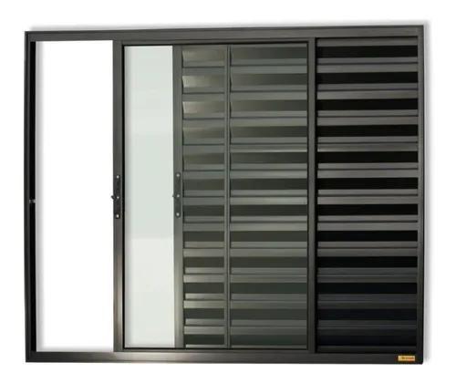 Janela Veneziana 3 Folhas 1,00x1,50 Alumínio Preto S/g - ALLO ESQUADRIAS Imagem de Janela Veneziana 3 Folhas 1,00x1,50 Alumínio Preto S/g