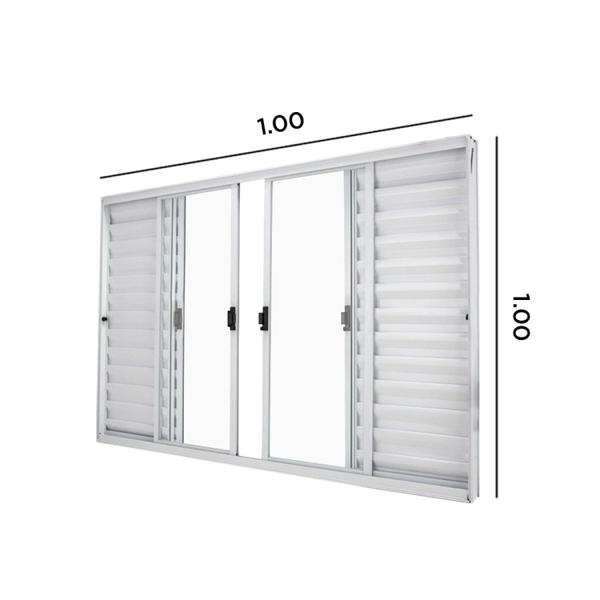 Janela Veneziana Abertura Central 6 Folhas Grade Vidro Liso 100x100cm Exclusiva Esquadrias - Espresso Esquadrias Imagem de Janela Veneziana Abertura Central 6 Folhas Grade Vidro Liso 100x100cm Exclusiva Esquadrias