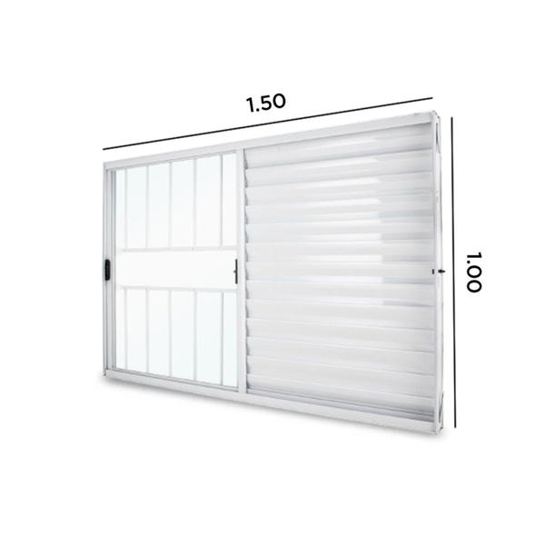 Janela Veneziana Abertura Direita 3 Folhas Grade Vidro Liso 100x150cm Exclusiva Esquadrias - Espresso Esquadrias Imagem de Janela Veneziana Abertura Direita 3 Folhas Grade Vidro Liso 100x150cm Exclusiva Esquadrias