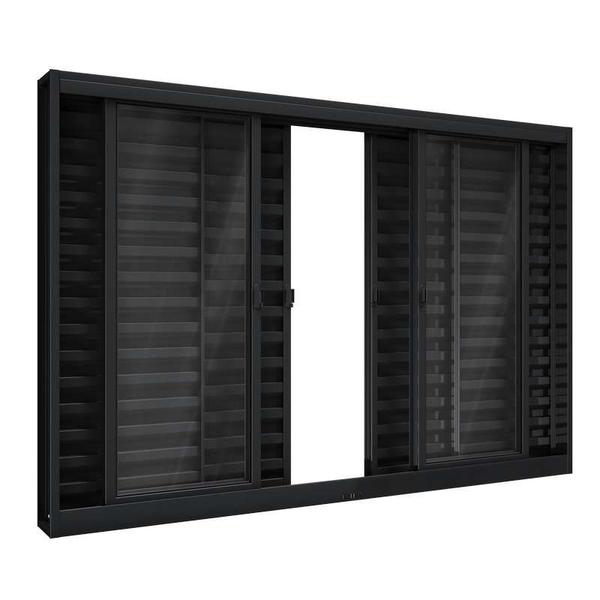 Janela Veneziana de Aço 100 x 150 x 12 cm Preto 6 Folhas Riobras Pronta Imagem de Janela Veneziana de Aço 100 x 150 x 12 cm Preto 6 Folhas Riobras Pronta