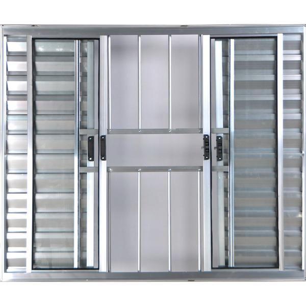 Janela Veneziana de Alumínio 6 Folhas 1,00 X 2,00 Com Grade Cor Brilhante Linha All Modular Imagem de Janela Veneziana de Alumínio 6 Folhas 1,00 X 2,00 Com Grade Cor Brilhante Linha All Modular