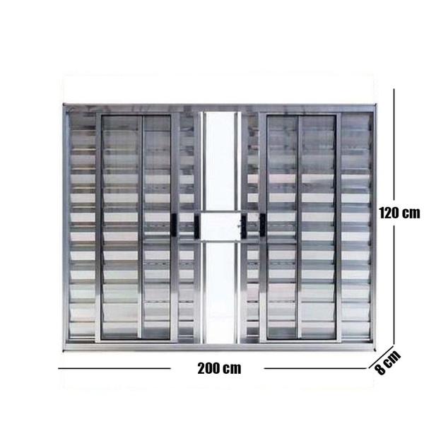 Imagem de Janela Veneziana de Alumínio 6 Folhas 120 x 200cm Linha Modular com Grade Brilhante