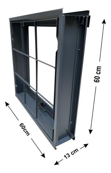 Imagem de Janela Vitro Com Grade Basculante Preto Primer 60x60 Aço