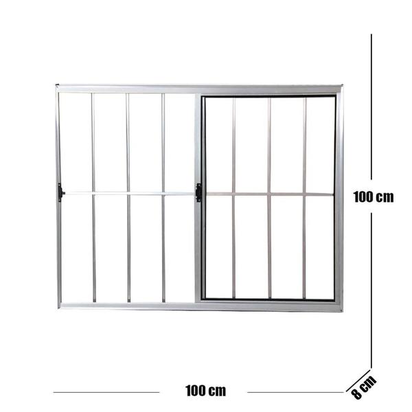 Imagem de Janela Vitrô de Alumínio 2 Folhas 100 X 100cm Linha Modular com Grade