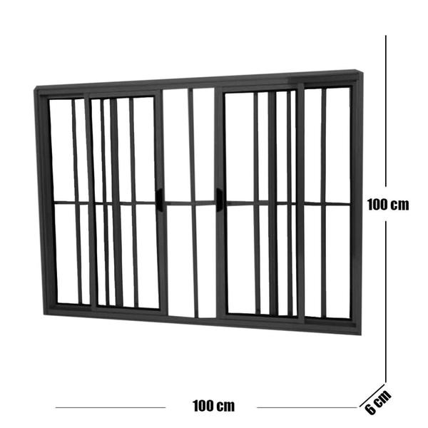 Janela Vitrô de Alumínio 4 Folhas 100 X 100cm Modular com Grade - Esquadrias Bergamo Imagem de Janela Vitrô de Alumínio 4 Folhas 100 X 100cm Modular com Grade