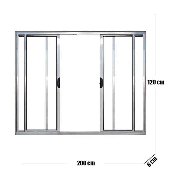 Imagem de Janela Vitrô de Alumínio 4 Folhas 120 X 200cm Modular Brilhante