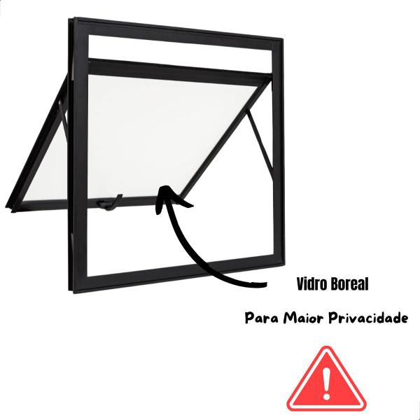 Imagem de Janela Vitro Maximo-ar A60xL60 em Aluminio Preto com Vidro Boreal para Banheiro