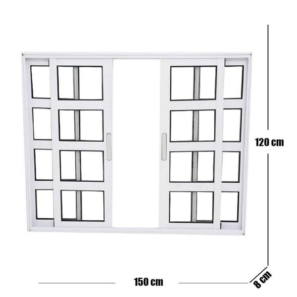 Imagem de Janela Vitrô Travessa de Alumínio 4 Folhas 120 X 150cm Linha 25