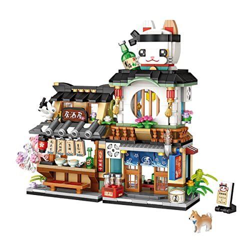 Imagem de Japonês Street View Mini Building Blocks - Izakaya Shop, MOC Creative Japanese Architecture Toys Model Set, 789 Peças Simulação Brinquedos de Construção para Meninos Meninas (Izakaya Shop)