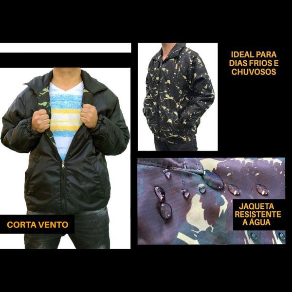 Imagem de Jaqueta Blusa Motoqueiro Corta Vento Dupla Face Impermeável Camuflada Masculina Feminina