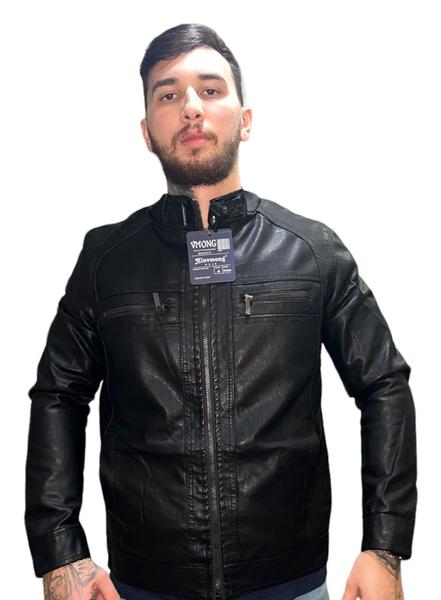 Imagem de Jaqueta Couro Masculina Moderna Resistente Elegante Frio Moto