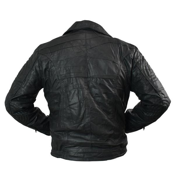 Jaqueta De Couro Legítimo Masculina Retalho Preto Gauleses