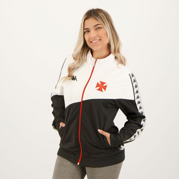 Imagem de Jaqueta Kappa Vasco Concentração Hino 2023 Feminina Preta e Branca