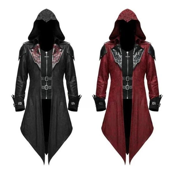 Imagem de Jaqueta Medieval com Capuz para Cosplay de Assassino - 2 Cores - Estilo Edward Creed