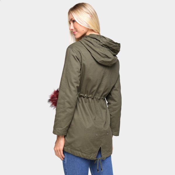 Parka Casaco De Nylon Feminino Jaqueta Casaco Parka Feminina Nylon
