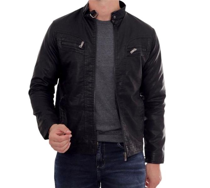 Jaqueta se couro Masculina Preta EGG Jaqueta Masculina