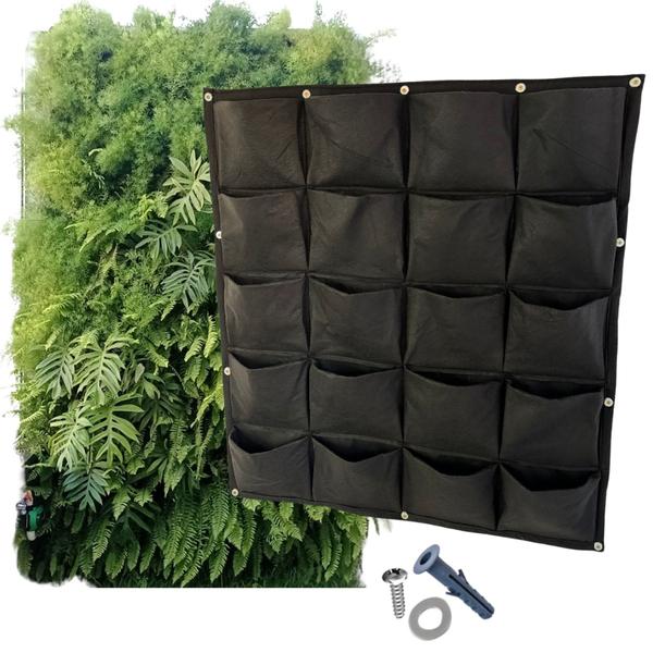 Imagem de Jardim Horta Vertical Com Estrutura Em Feltro Jardim Parede Ou Muro Placa Com 20 Bolsos 1x1M