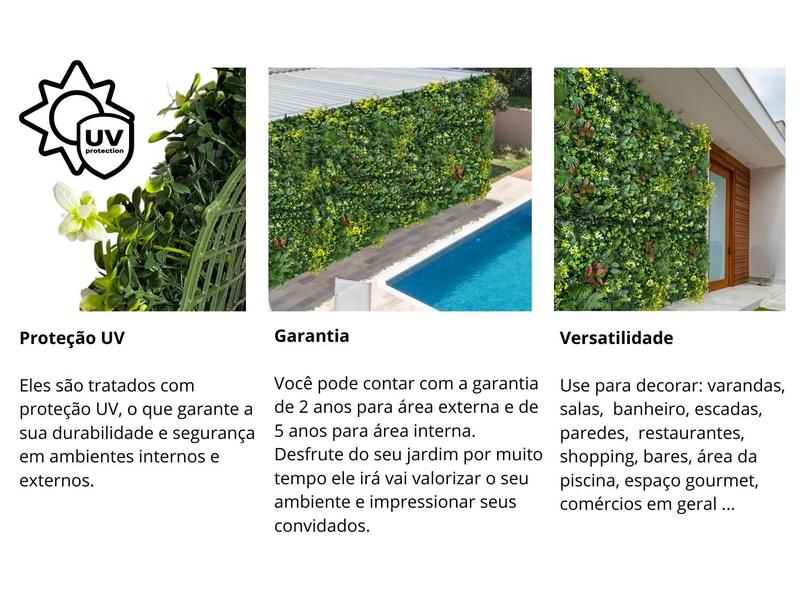 Imagem de Jardim Vertical artificial linha luxo volumoso pronto para uso fácil instalação proteção UV