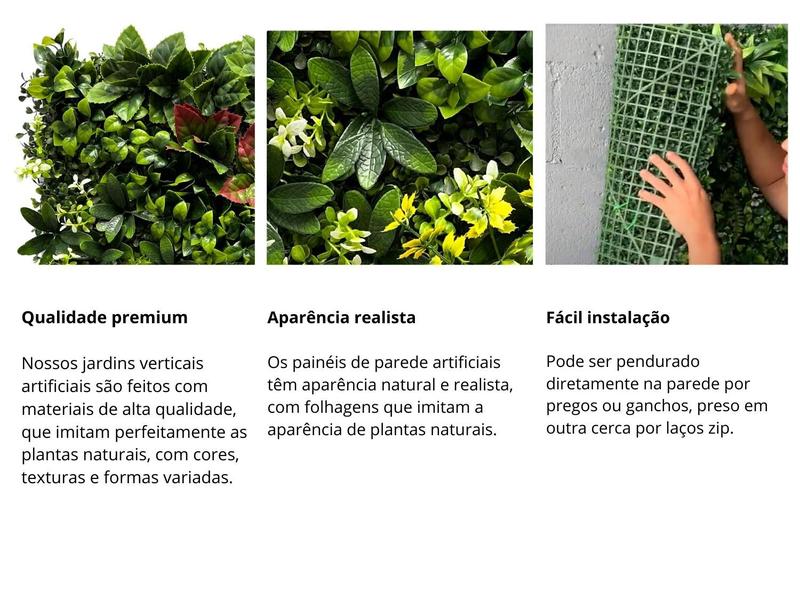 Imagem de Jardim Vertical artificial linha luxo volumoso pronto para uso fácil instalação proteção UV