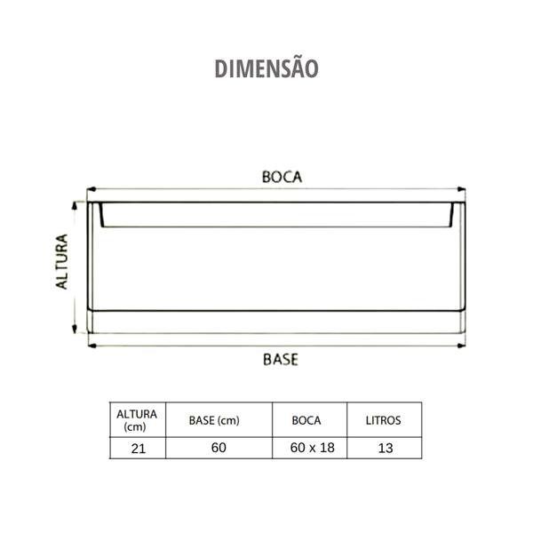 Imagem de Jardineira De Parede 13 Litros Com Dimensão 21 X 18 X 60 Cor Pedra Durín