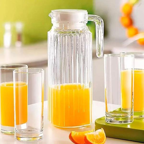 Jarra 1 Litro Com tampa Para Água Suco Vidro Grosso Com Alça Cor Transparente - Ladiv Imagem de Jarra 1 Litro Com tampa Para Água Suco Vidro Grosso Com Alça Cor Transparente