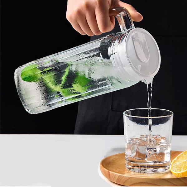 Jarra 1 Litro Com tampa Para Água Suco Vidro Grosso Com Alça Cor Transparente - Ladiv Imagem de Jarra 1 Litro Com tampa Para Água Suco Vidro Grosso Com Alça Cor Transparente