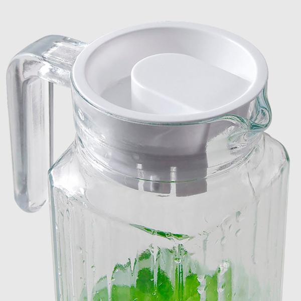 Jarra 1 Litro Com tampa Para Água Suco Vidro Grosso Com Alça Cor Transparente - Ladiv Imagem de Jarra 1 Litro Com tampa Para Água Suco Vidro Grosso Com Alça Cor Transparente